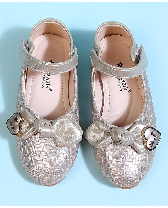 Cute Walk by Babyhug Velcro Closure Ballerina With Bow Applique - Golden