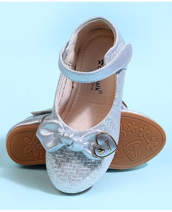 Cute Walk by Babyhug Velcro Closure Ballerina With Bow Applique - Golden