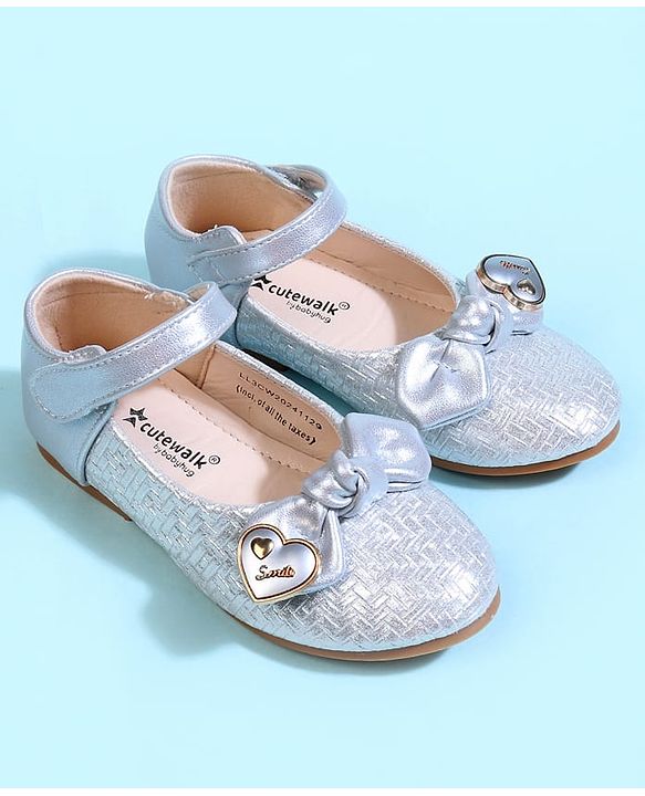 Cute Walk by Babyhug Velcro Closure Ballerina With Bow Applique - Golden