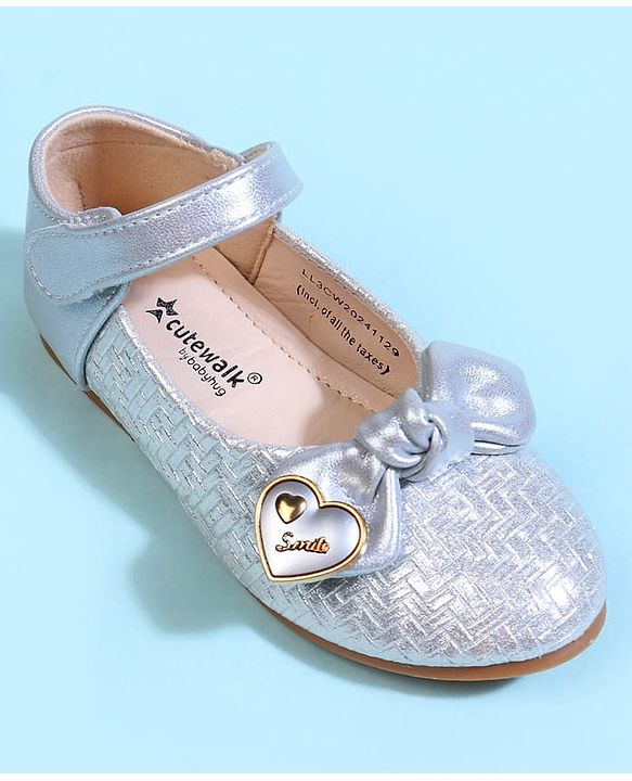 Cute Walk by Babyhug Velcro Closure Ballerina With Bow Applique - Golden
