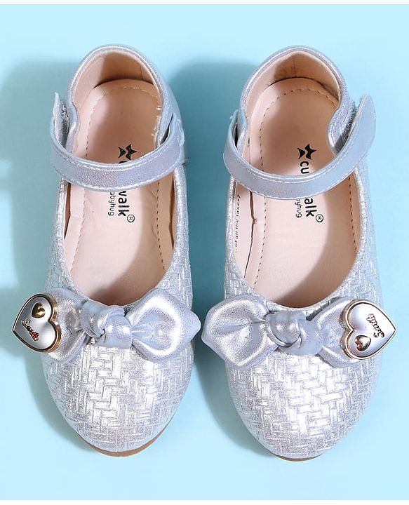 Cute Walk by Babyhug Velcro Closure Ballerina With Bow Applique - Golden