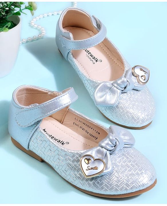 Cute Walk by Babyhug Velcro Closure Ballerina With Bow Applique - Golden