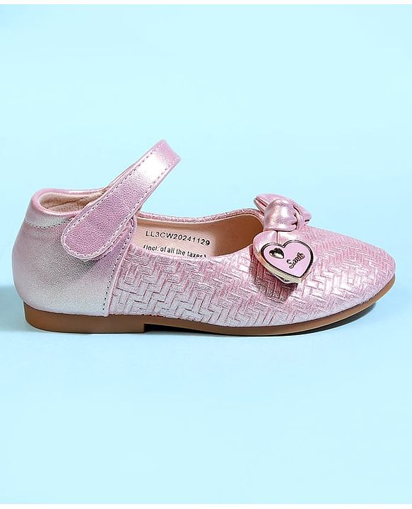 Cute Walk by Babyhug Velcro Closure Ballerina With Bow Applique - Golden