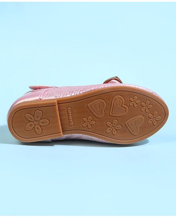Cute Walk by Babyhug Velcro Closure Ballerina With Bow Applique - Golden