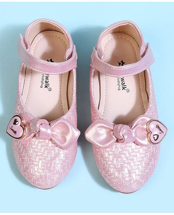 Cute Walk by Babyhug Velcro Closure Ballerina With Bow Applique - Golden