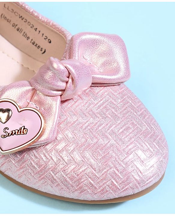 Cute Walk by Babyhug Velcro Closure Ballerina With Bow Applique - Golden