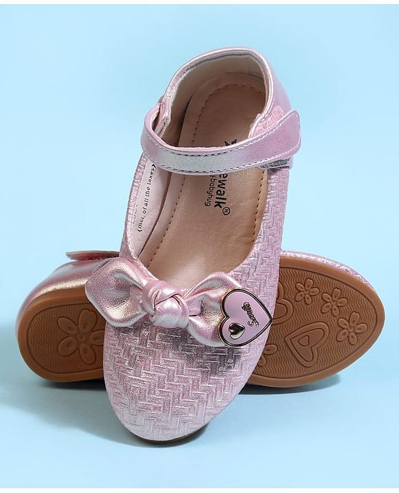 Cute Walk by Babyhug Velcro Closure Ballerina With Bow Applique - Pink