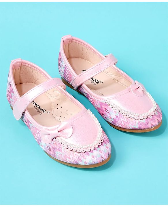 Cute Walk by Babyhug Ballerina With Bow & Pearl Applique - Pink
