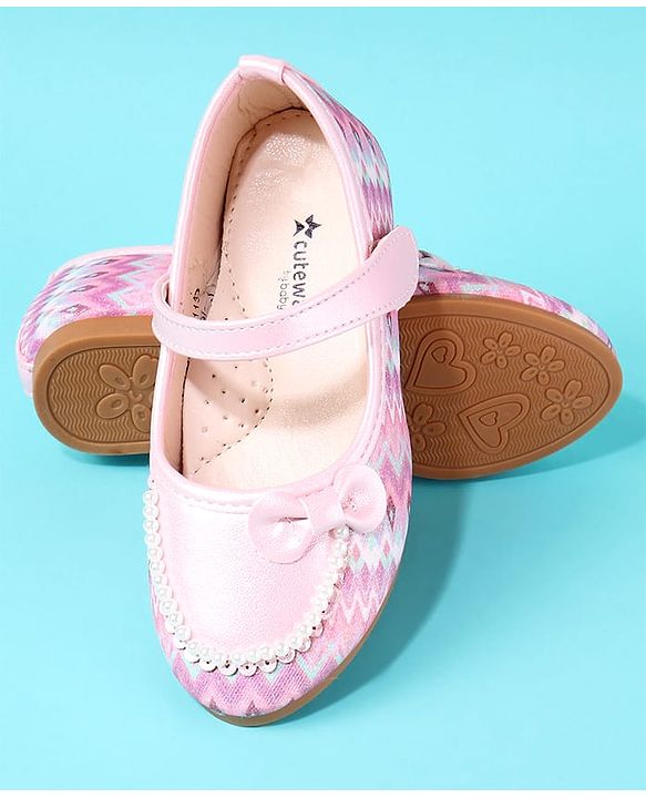 Cute Walk by Babyhug Ballerina With Bow & Pearl Applique - Pink
