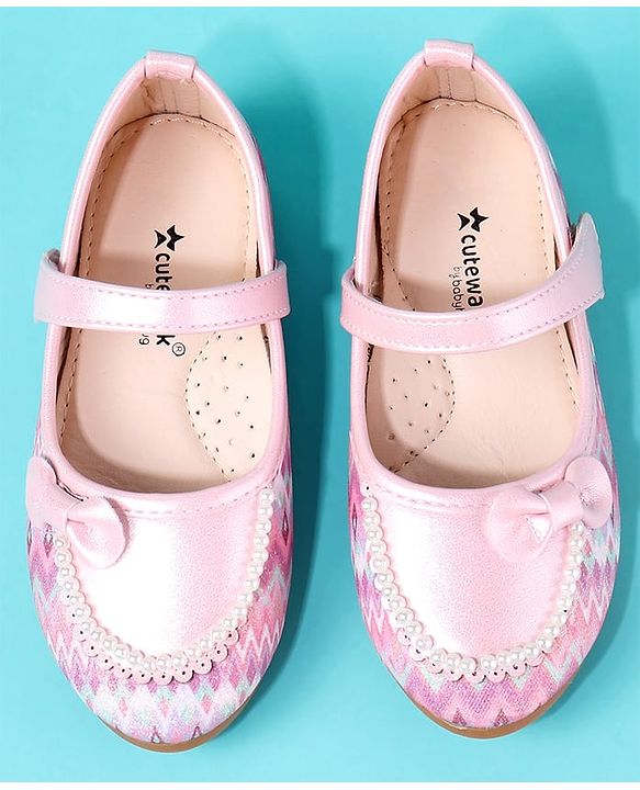 Cute Walk by Babyhug Ballerina With Bow & Pearl Applique - Pink