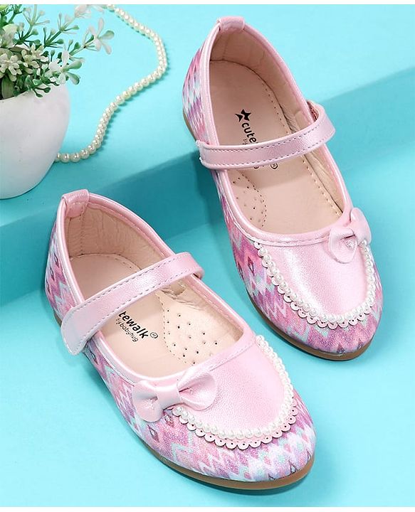 Cute Walk by Babyhug Ballerina With Bow & Pearl Applique - Pink