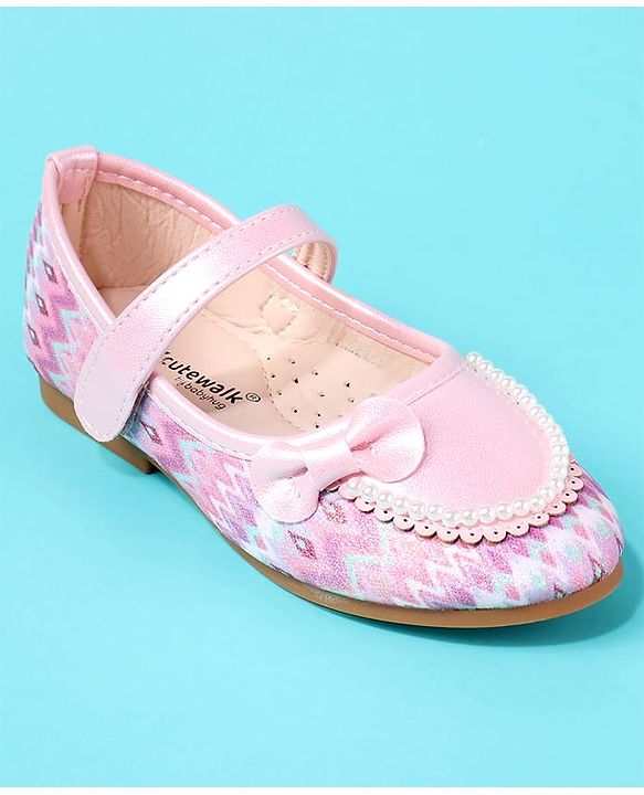Cute Walk by Babyhug Ballerina With Bow & Pearl Applique - Pink