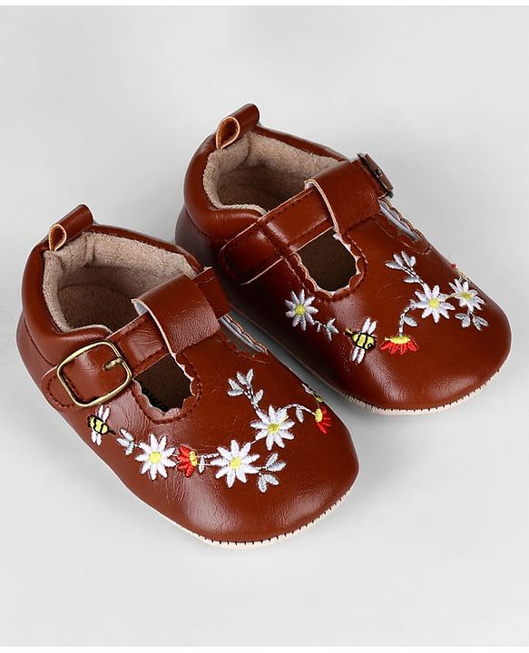 Cute Walk by Babyhug Velcro Closure Booties with Embroidery - Pink