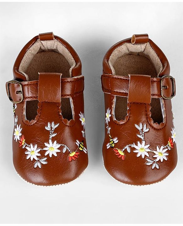 Cute Walk by Babyhug Velcro Closure Booties with Embroidery - Pink