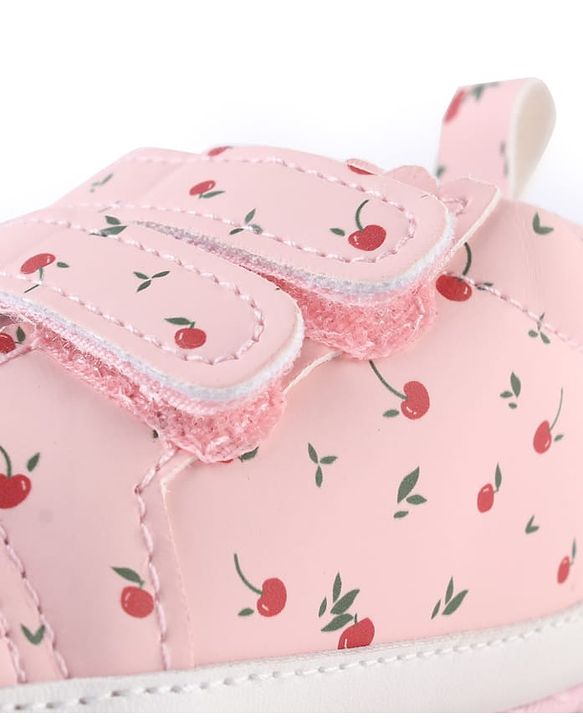 Cute Walk by Babyhug Booties With Velcro Closure & Cherry Print - Pink