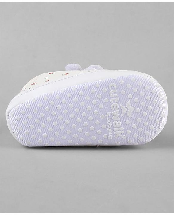 Cute Walk by Babyhug Booties With Velcro Closure & Cherry Print - Pink