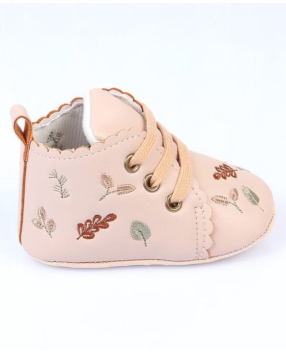 Cute Walk by Babyhug Slip On Booties With Leaf Embroidery - Blue
