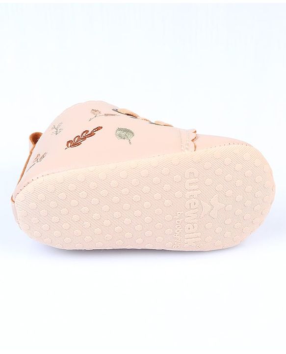Cute Walk by Babyhug Slip On Booties With Leaf Embroidery - Blue