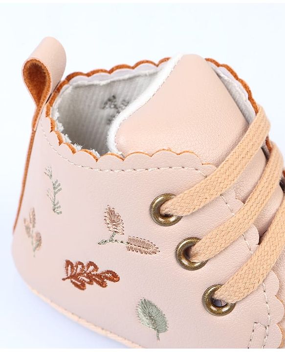 Cute Walk by Babyhug Slip On Booties With Leaf Embroidery - Blue