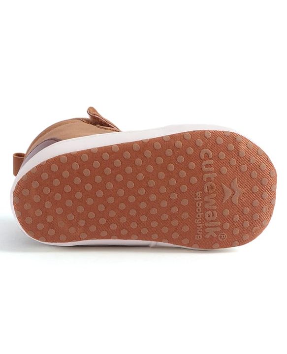 Cute Walk by Babyhug Velcro Closure Booties - Khaki