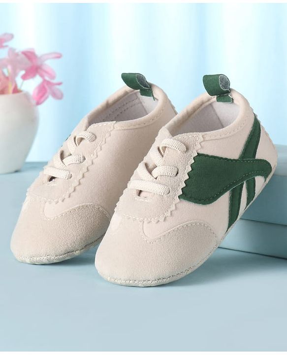 Cute Walk by Babyhug Lace Up Booties with Stripes - Green