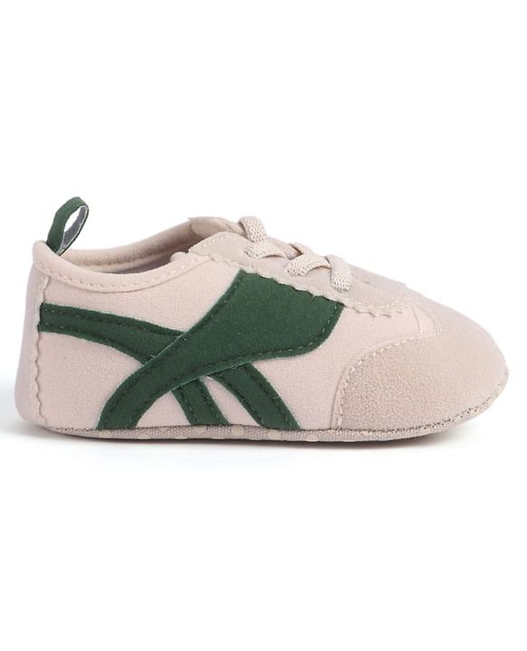 Cute Walk by Babyhug Lace Up Booties with Stripes - Green
