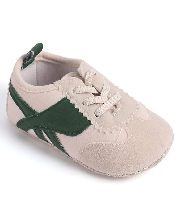 Cute Walk by Babyhug Lace Up Booties with Stripes - Green