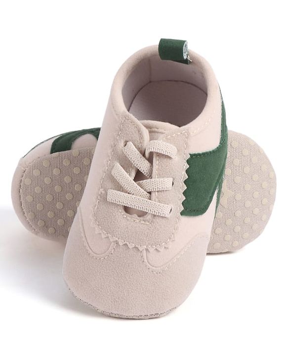 Cute Walk by Babyhug Lace Up Booties with Stripes - Green