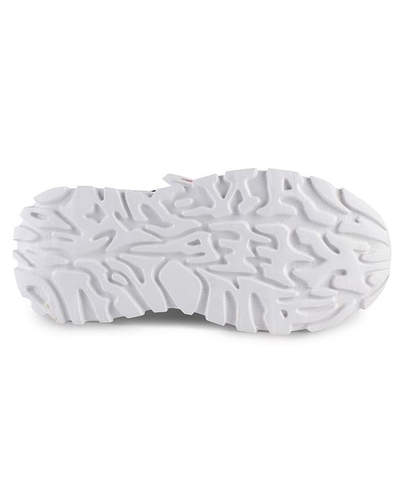 Pine Kids Sneaker Shoes With Velcro Closure & Basket Ball Print - White