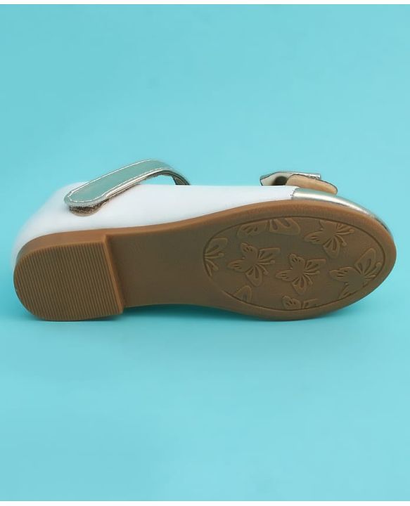 Pine Kids Velcro Closure Closed Toe Ballerina with Bow Applique - Golden