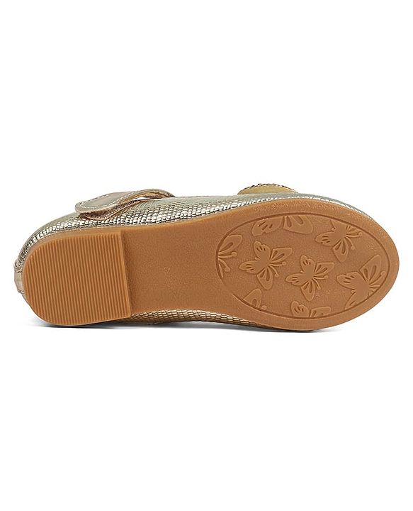 Pine Kids Velcro Closure Ballerina With Bow Applique - Golden