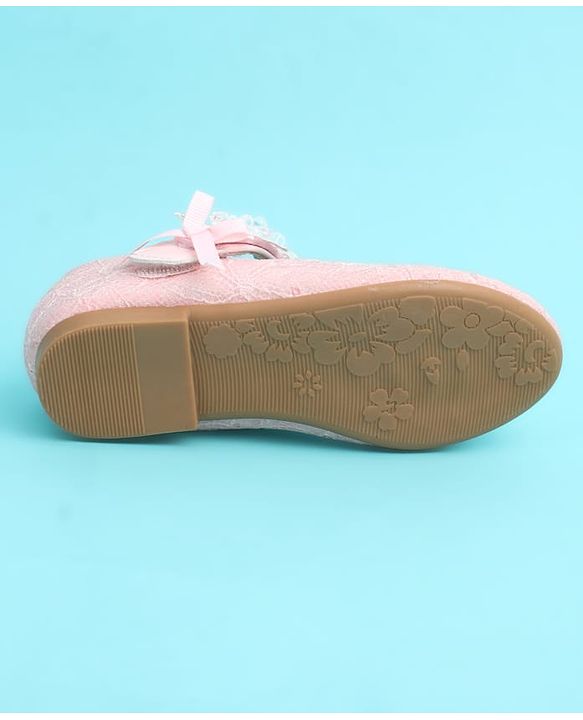 Pine Kids Velcro Closure Closed Toe Ballerina with Embroidery - Pink