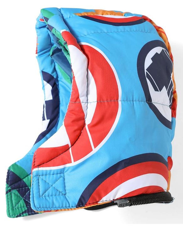 Babyhug Marvel Woven Winter Jacket with Full Sleeves and Hero In Training Print - Blue for 3-6 Months