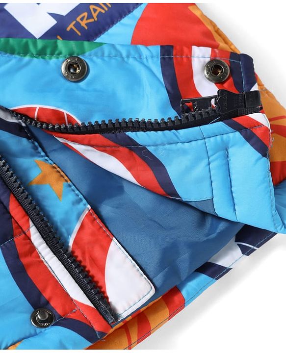 Babyhug Marvel Woven Winter Jacket with Full Sleeves and Hero In Training Print - Blue for 3-6 Months