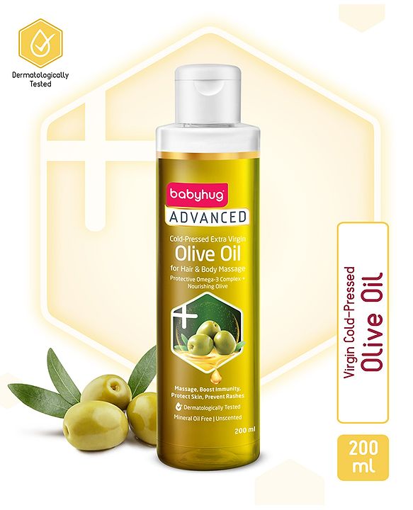 Babyhug Advanced Cold-Pressed Virgin Olive Oil - 200 ml