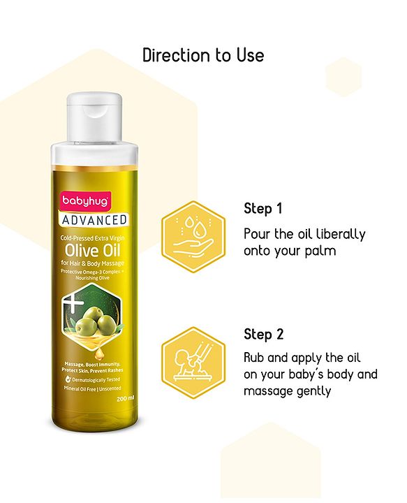 Babyhug Advanced Cold-Pressed Virgin Olive Oil - 200 ml