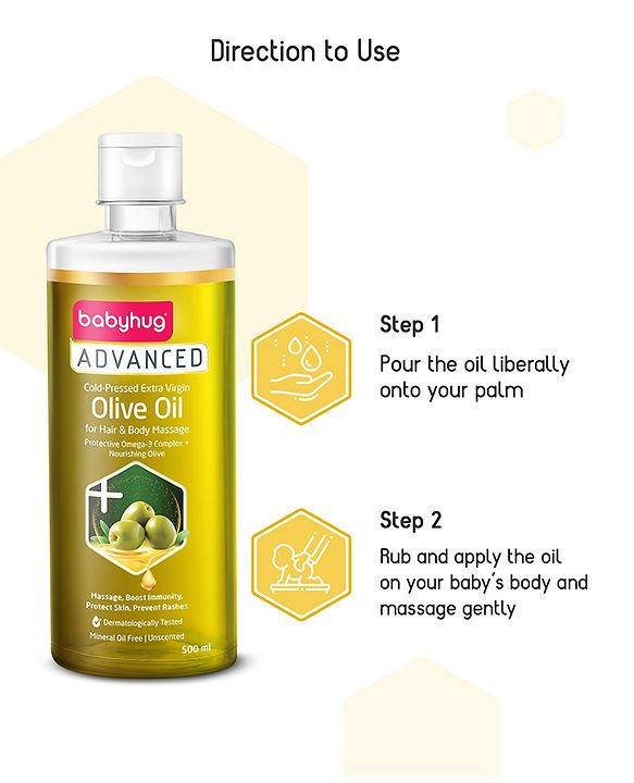 Babyhug Advanced Cold-Pressed Virgin Olive Oil - 500 ml