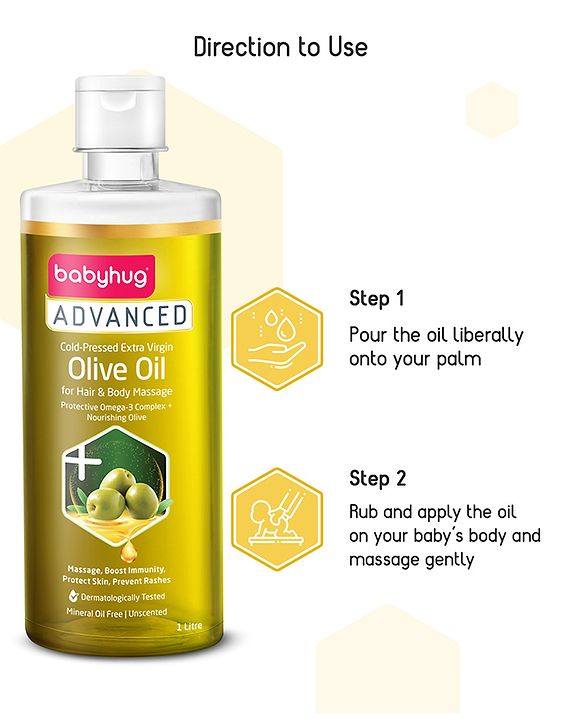 Babyhug Advanced Cold-Pressed Virgin Olive Oil - 1 Ltr