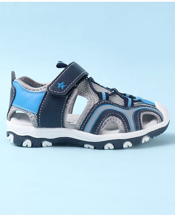 Cute Walk by Babyhug Velcro Closure Solid Sandals - Blue