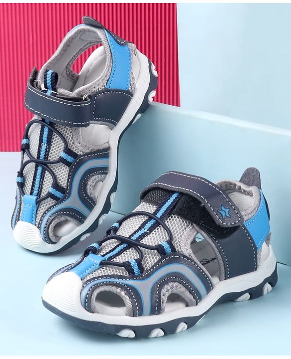 Cute Walk by Babyhug Velcro Closure Solid Sandals - Blue