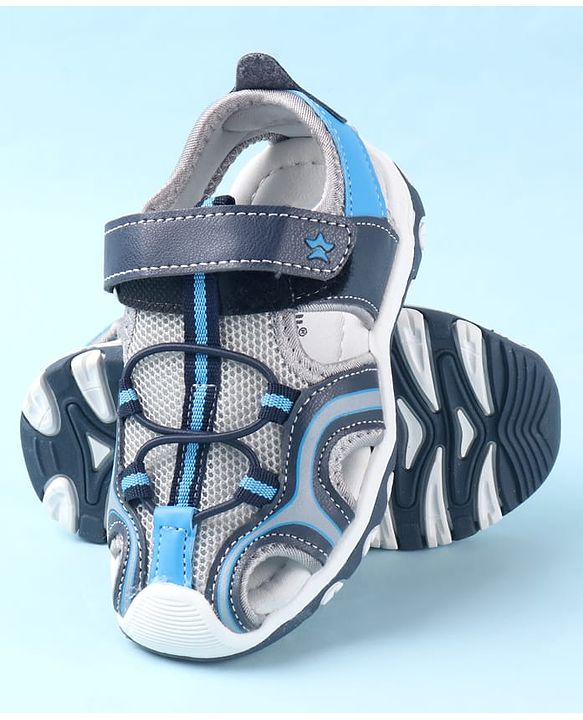 Cute Walk by Babyhug Velcro Closure Solid Sandals - Blue