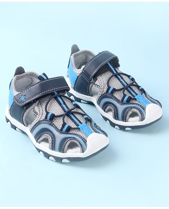 Cute Walk by Babyhug Velcro Closure Solid Sandals - Blue