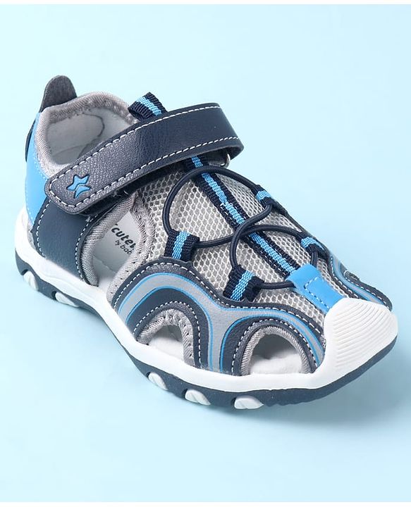 Cute Walk by Babyhug Velcro Closure Solid Sandals - Blue