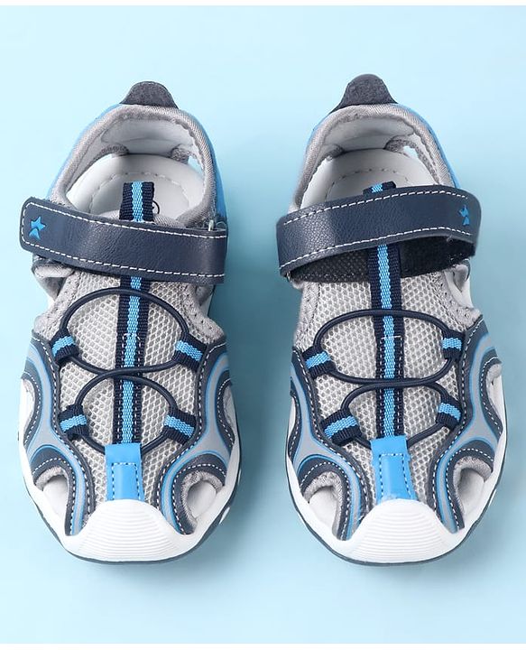 Cute Walk by Babyhug Velcro Closure Solid Sandals - Blue