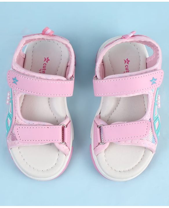 Cute Walk by Babyhug Sandals with Velcro Closure & Star Design - Pink