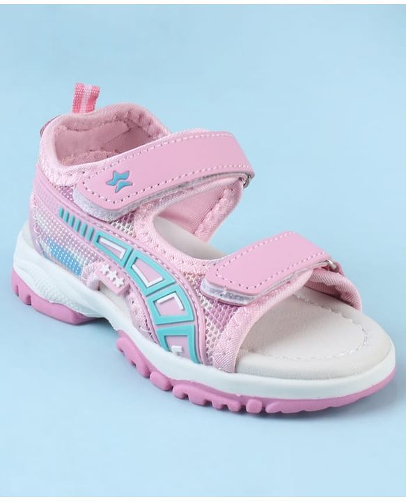 Cute Walk by Babyhug Sandals with Velcro Closure & Star Design - Pink