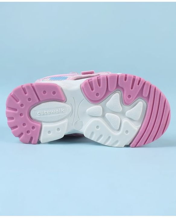 Cute Walk by Babyhug Sandals with Velcro Closure & Star Design - Pink