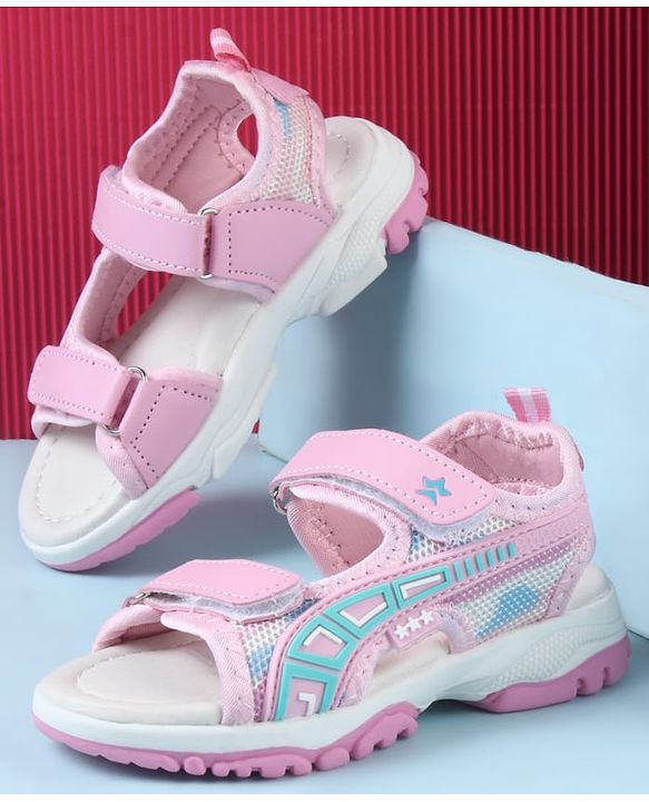Cute Walk by Babyhug Sandals with Velcro Closure & Star Design - Pink