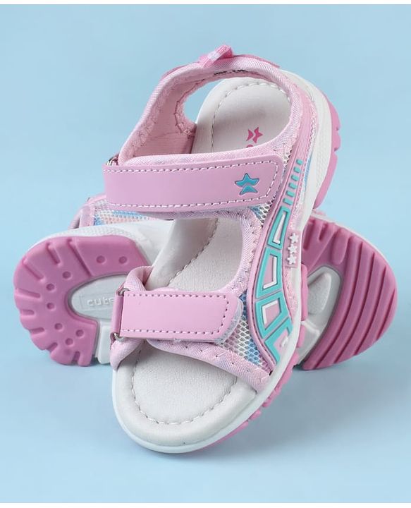 Cute Walk by Babyhug Sandals with Velcro Closure & Star Design - Pink