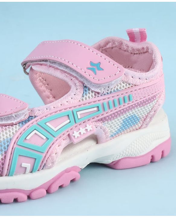 Cute Walk by Babyhug Sandals with Velcro Closure & Star Design - Pink